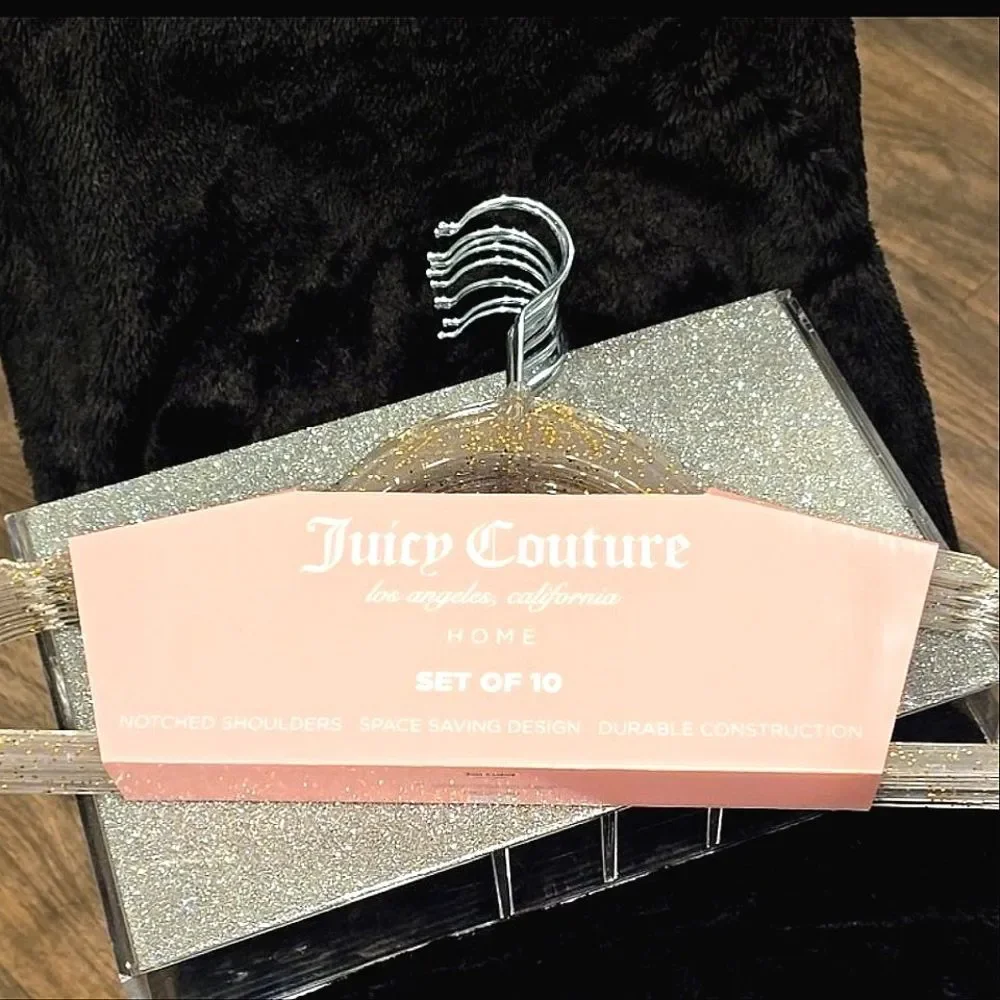 Juicy Couture Home Clear & Gold Speced Notched Shoulders Space Saving H…‎